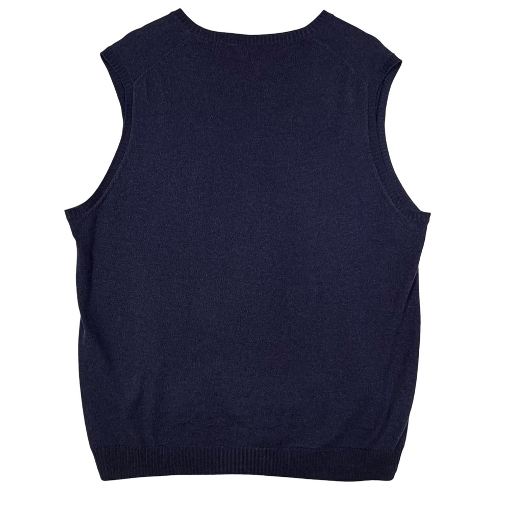 Tasso Elba Mens Size XL Navy Sweater Vest Cotton Preppy Golf Classic - Picture 3 of 8